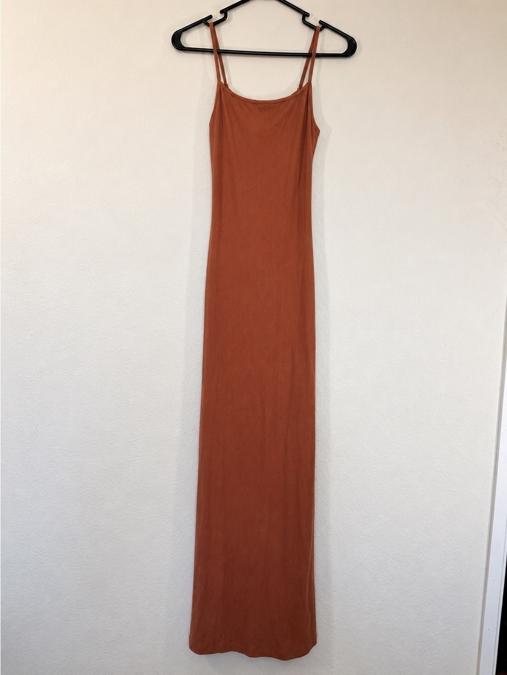 wild fable Rust Orange Slim Maxi Dress with Thin Straps